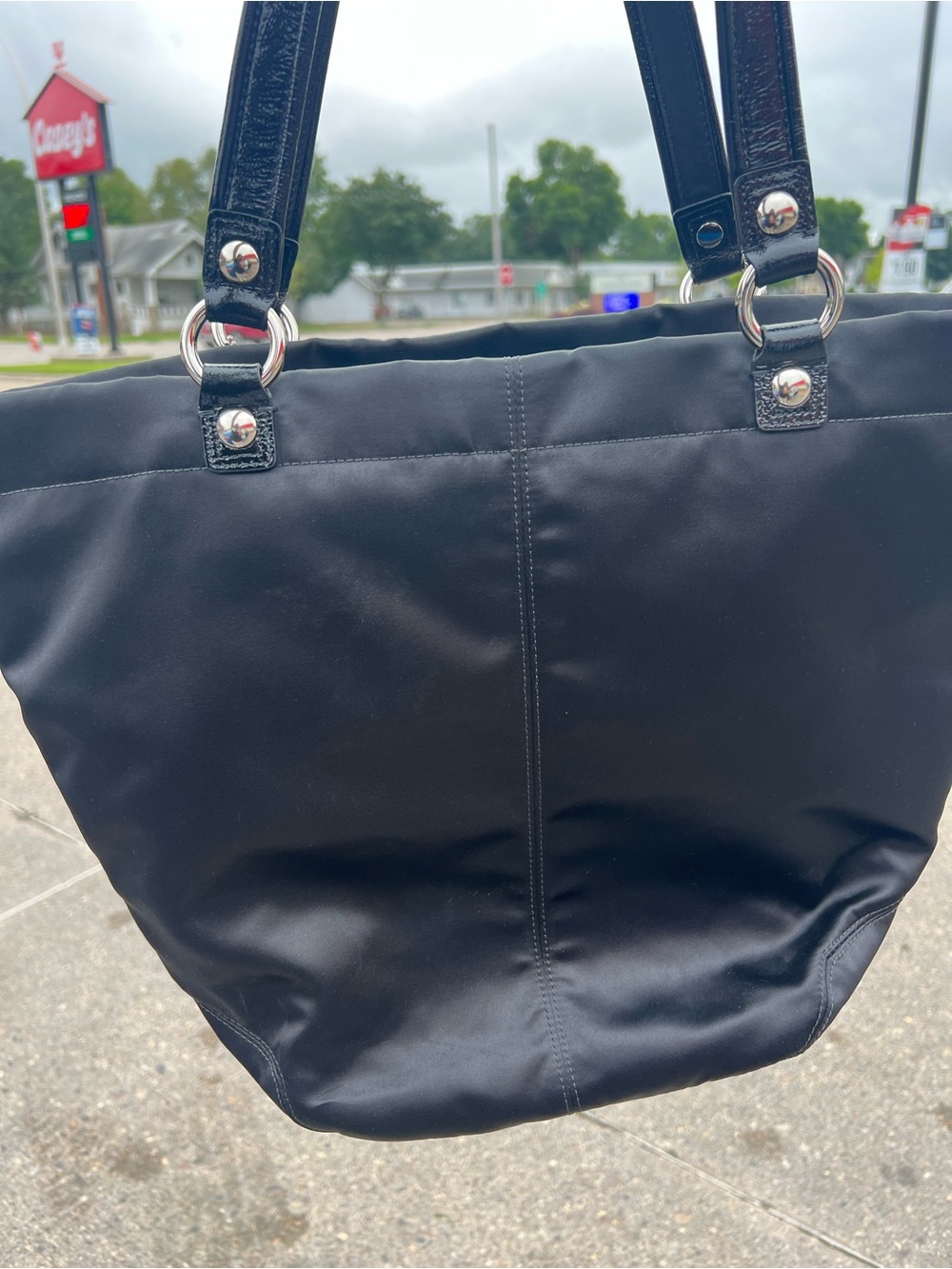 Coach Black Tote with Red, Gold and Silver Studded Logo - Picture 4 of 7